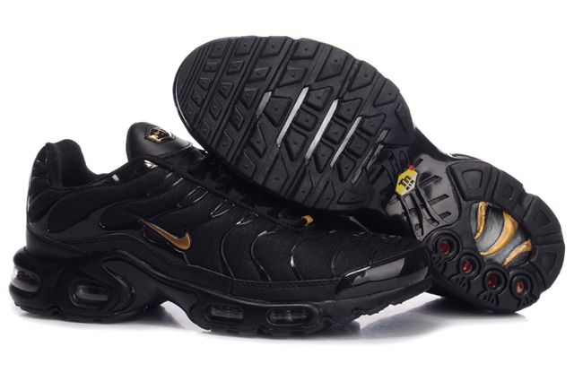 Mens Nike Air Max TN 2010 Black Gold Shoes - Click Image to Close